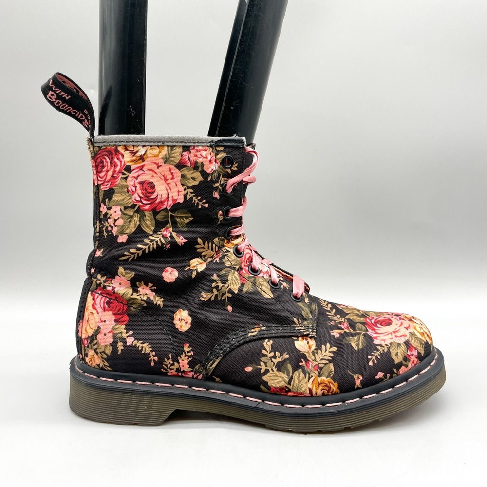 Dr. Martens Womens 10 Victorian Floral Combat Boots Canvas Cottagecore Grunge
